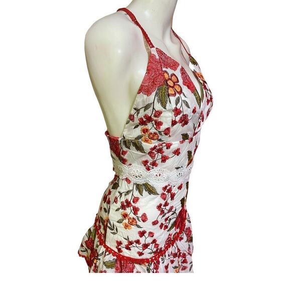 Beulah Style Tiered Rose Embroidered Maxi Dress Size S - Picture 6 of 13